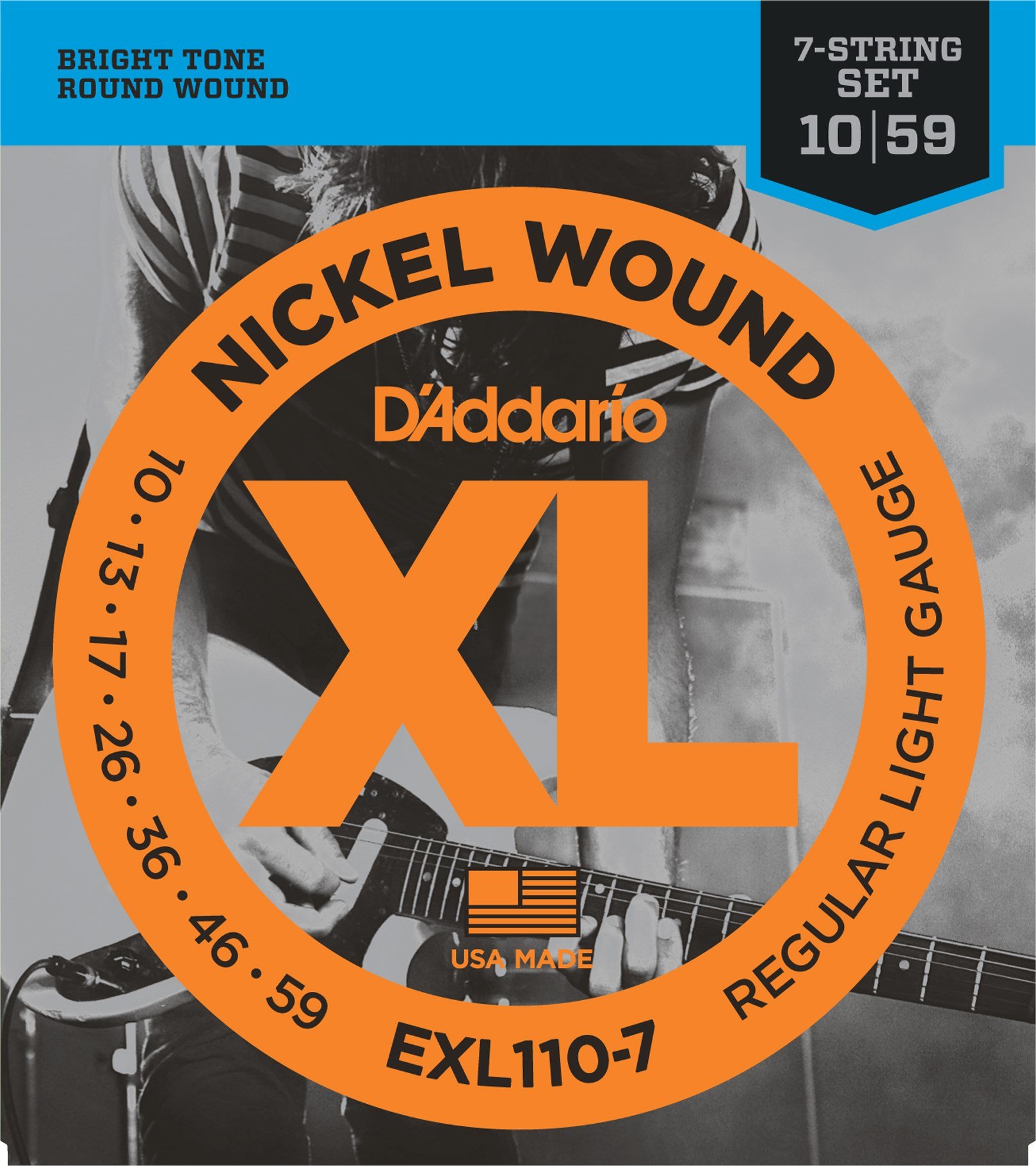 D'Addario EXL110-7 Light Electric Guitar Strings 7-String Set (3-Pack) - Perfect for Rock, Metal & Extended Range Playing