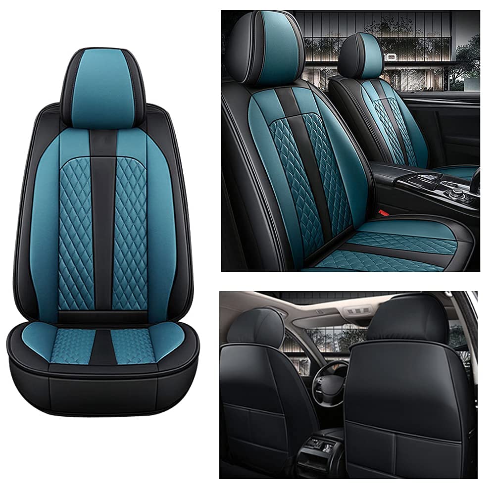 Premium PU Leather Car Seat Covers for Lexus GX400 GX460 GX470 - Standard Front 2 Seats, Soft Comfortable Cushion Protectors (Black/Blue) | Perfect for Road Trips, Daily Commutes & Luxury Car Interior Protection