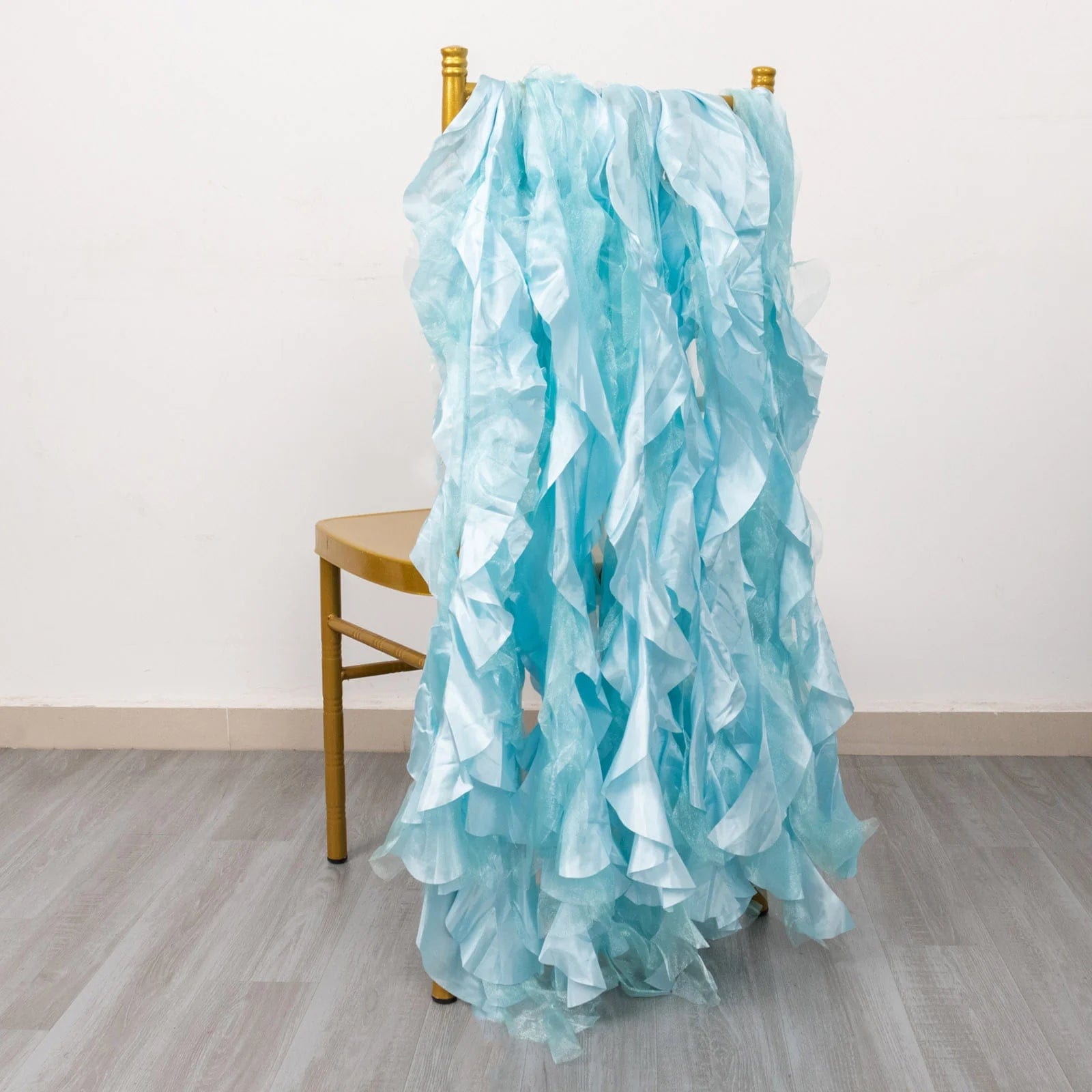 5 Pack Curly Willow Chiffon Satin Chair Sashes - Elegant Wedding Decor, Bridal Shower & Party Chair Ribbons for Banquet, Reception, and Special Events