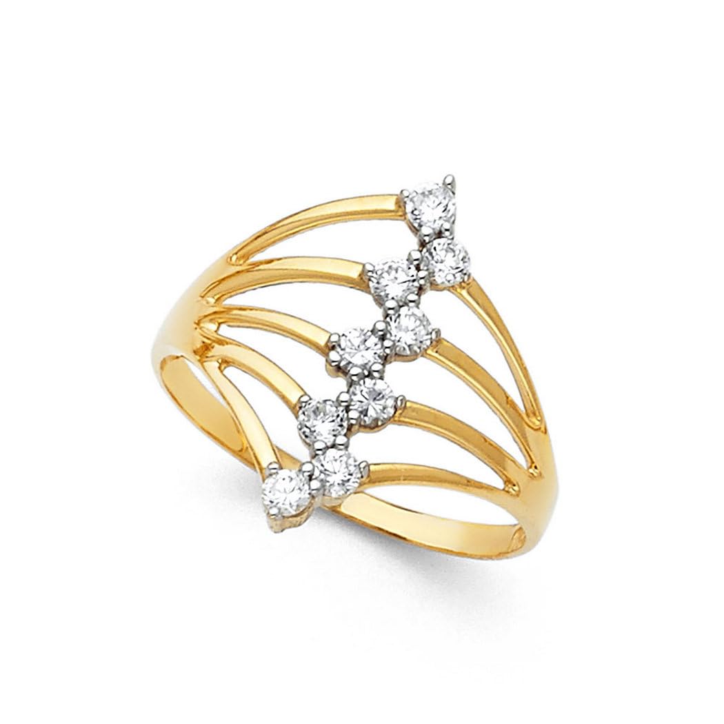 14K Yellow Gold Cubic Zirconia Simulated Diamond Ring for Women - Size 7 | Elegant Wedding, Engagement & Anniversary Jewelry Gift