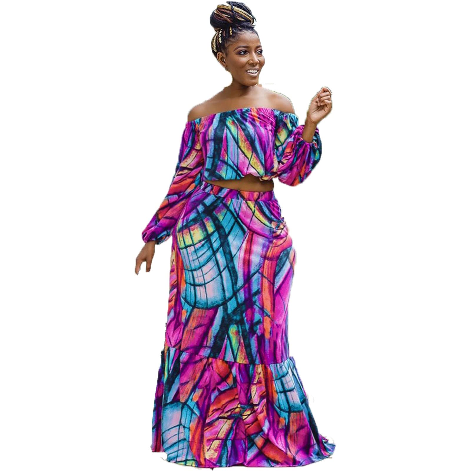 Women's Oversized Long Sleeve Printed Maxi Dress - Fashionable Floor-Length Shoulder Sleeve Dress for Fall | Perfect for Casual Outings, Date Nights & Special Occasions