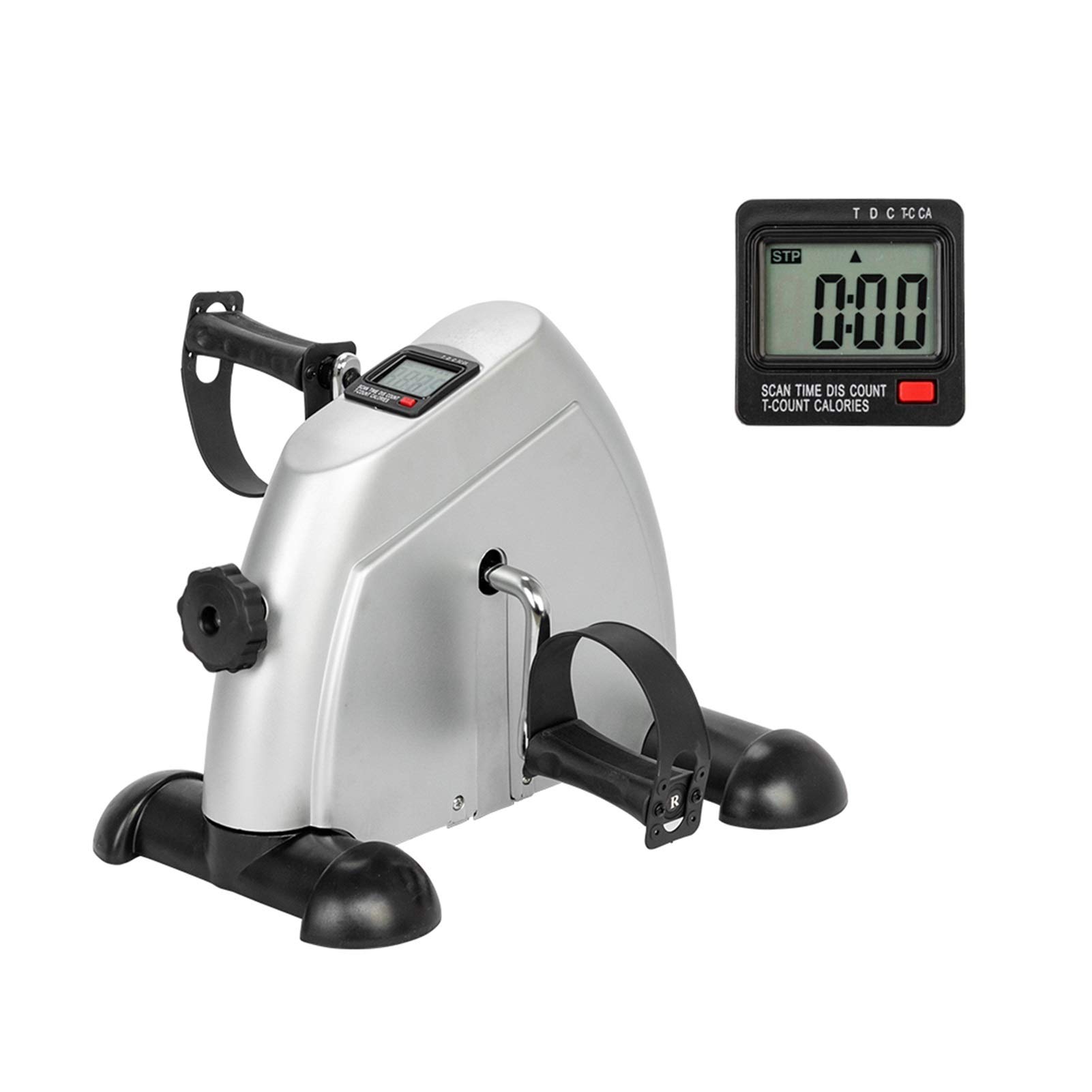 Portable Mini Exercise Bike for Home Workout - Hand & Foot Trainer in Silver - Perfect for Office, Travel & Rehab Therapy
