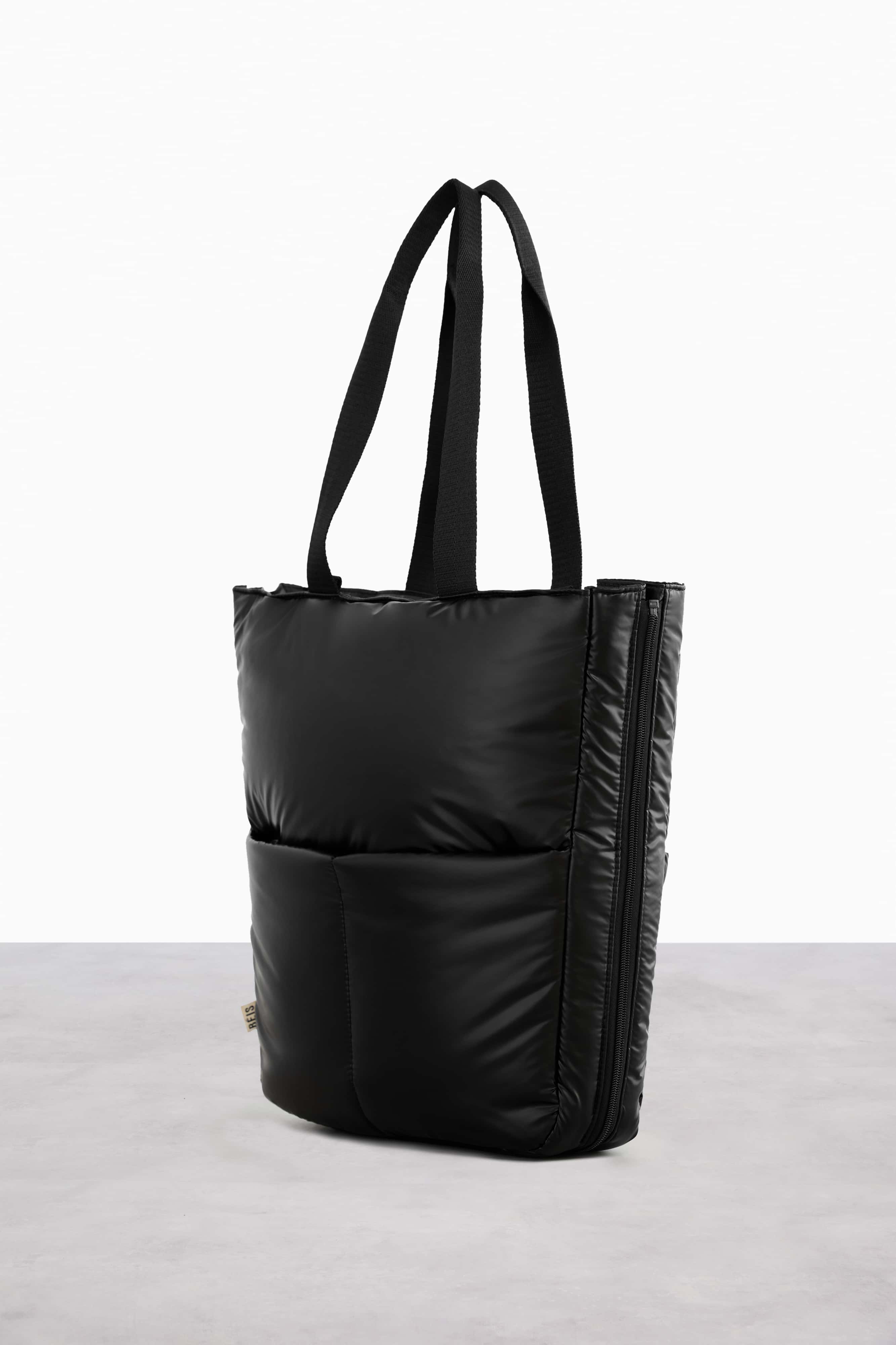 Black Expandable Tote Bag - Large Capacity Foldable Shopping Bag for Groceries, Travel & Beach - Stylish Reusable Carryall for Women