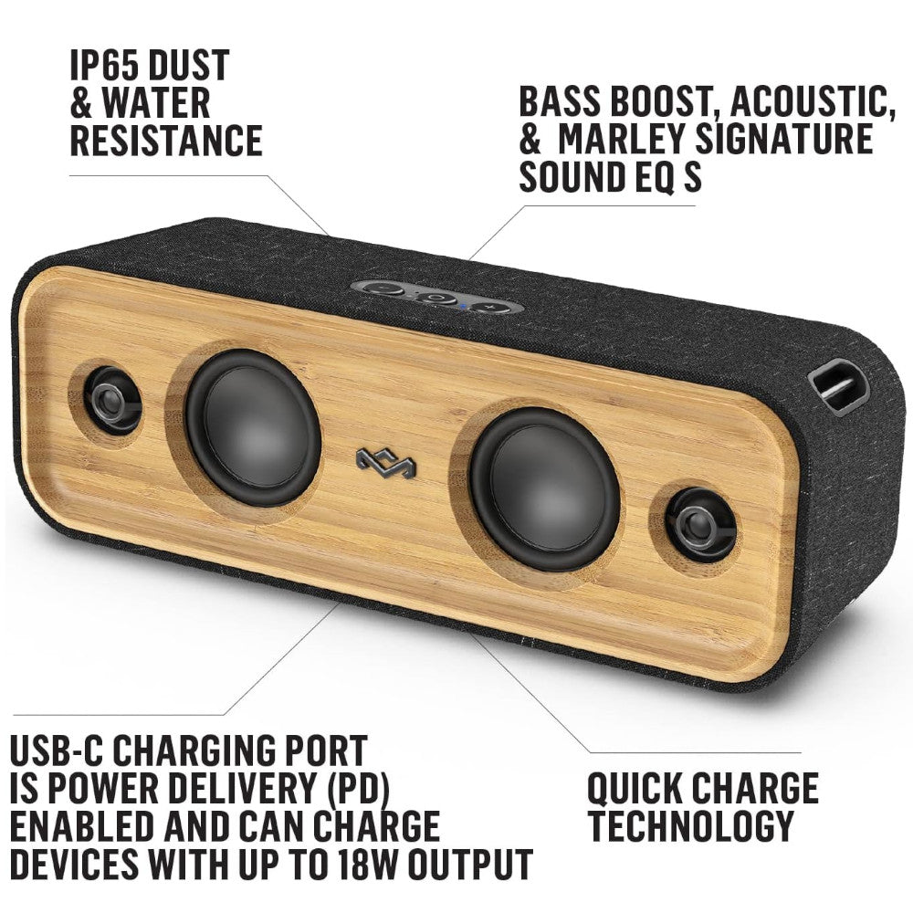 HOUSE OF MARLEY EM JA030 SB Get Together 2 Wireless Bluetooth Speaker - Blemished Packaging - Perfect for Outdoor Adventures, Beach Parties & Home Entertainment