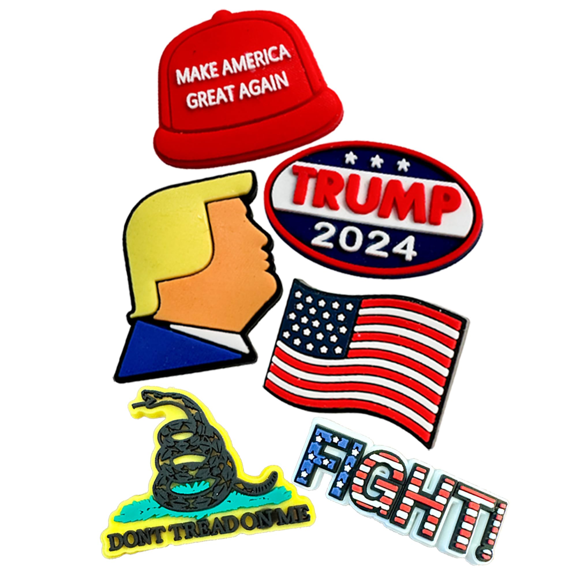 5-Piece Trump Charms for Crocs | Patriotic Shoe Decorations | Trump 2024 Merchandise | American Flag Accessories for Crocs Shoes | Perfect for Political Rallies, 4th of July & Patriotic Events