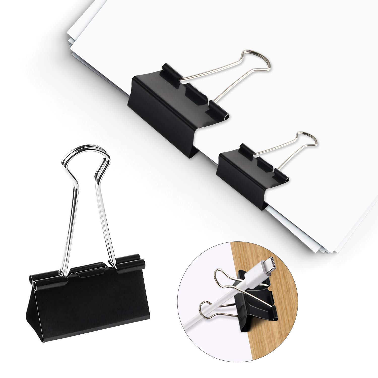 SANNIX 110 PCS Binder Clips Assorted Sizes - X-Large, Large, Medium, Small, Mini & Micro - Heavy Duty Paper Clamps for Office, Home, School, Organizing Documents, Photos & Artwork