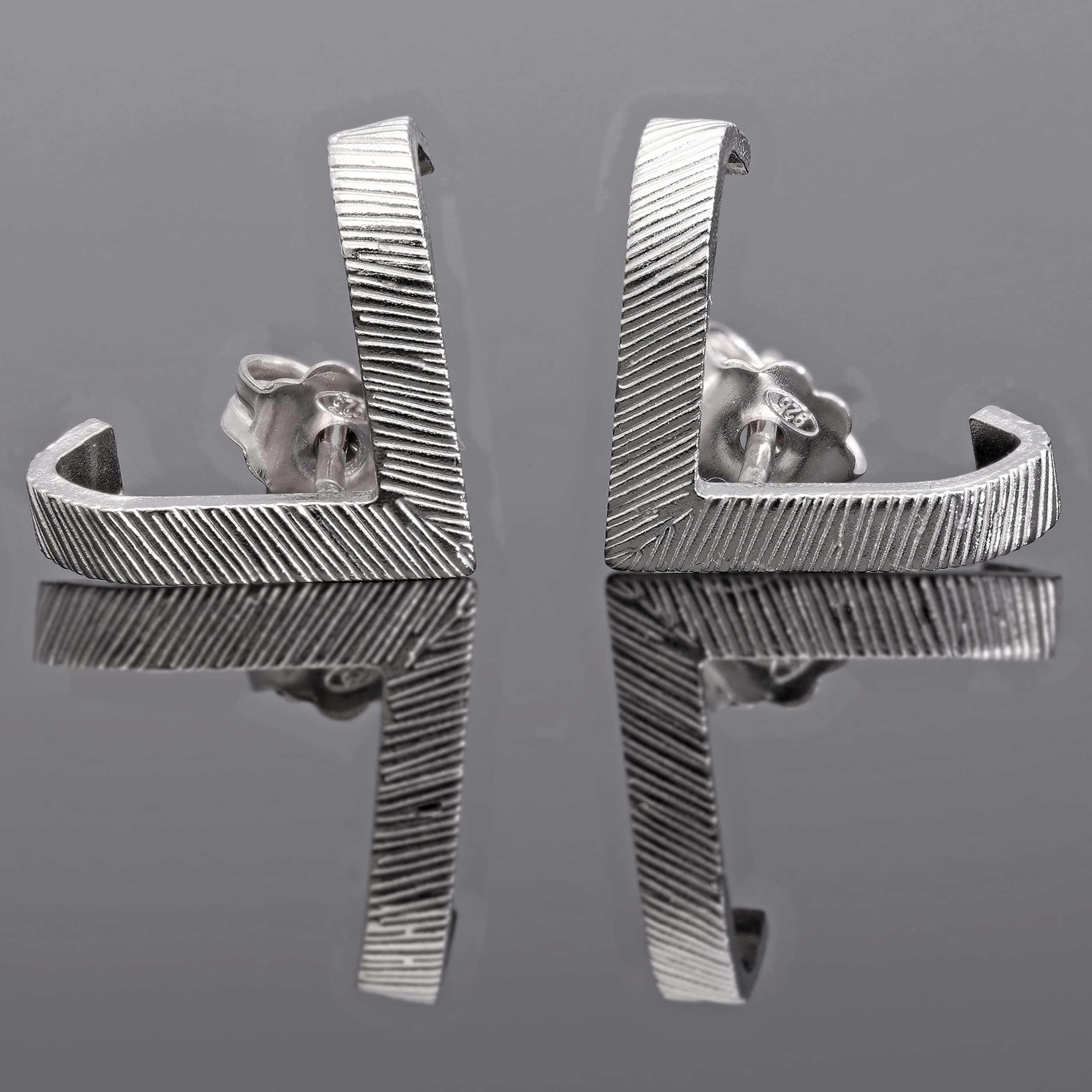 Handmade Oxidized Sterling Silver Stud Earrings for Men - Unique Unisex Ear Studs for Boyfriend, Gifts for Him - Perfect for Casual Wear, Parties & Special Occasions