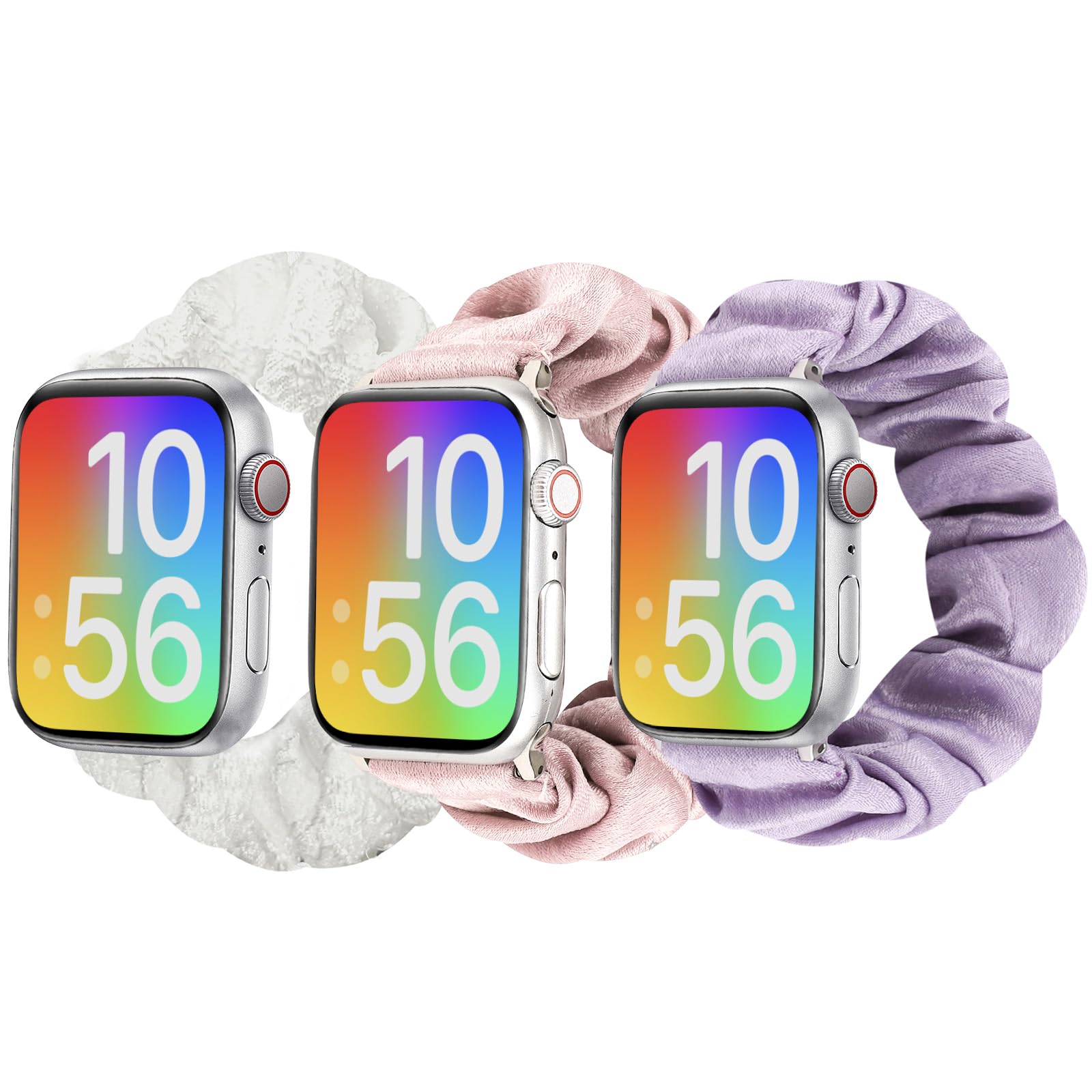 Cute Stretchy Scrunchie Apple Watch Band for Kids - Soft Fabric Strap Compatible with iWatch Series 9/8/7/6/5/4/3/2/1/SE 38/40/41mm & 42/44/45mm - Easy to Wear & Remove - Perfect for School, Playtime & Sports Activities