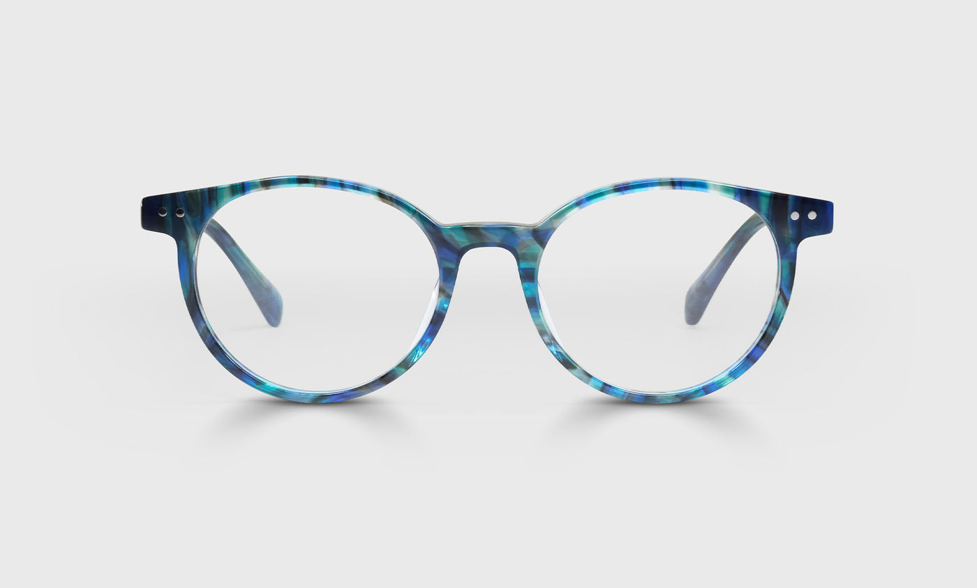 Case Closed Average Color 12 Blue & Green Demi Front and Temples Eyeglass Frames - Stylish Reading Glasses for Work, Home & Everyday Use