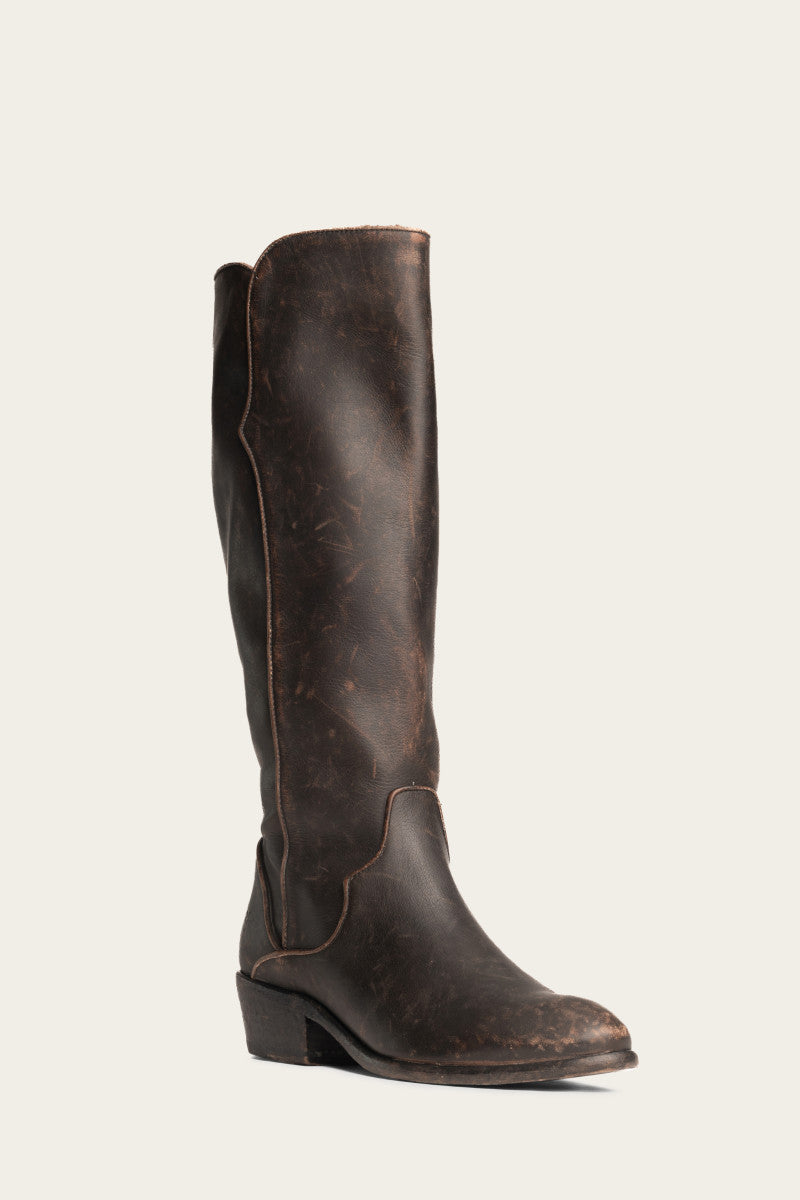 Vintage Carson Piping Tall Boots - Premium Pre-Owned Leather Ankle Boots for Women | Perfect for Fall Fashion, Casual Outfits & Date Nights