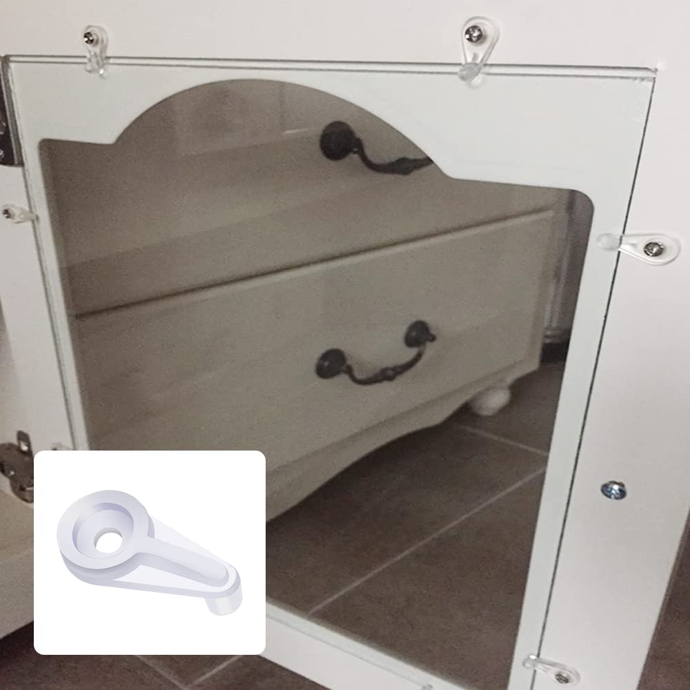 120 Pack 4mm Clear Glass Retainer Clips Kit with Screws - Mirror Cabinet Door Clips with Storage Box for Bathroom, Kitchen, and Furniture Installation