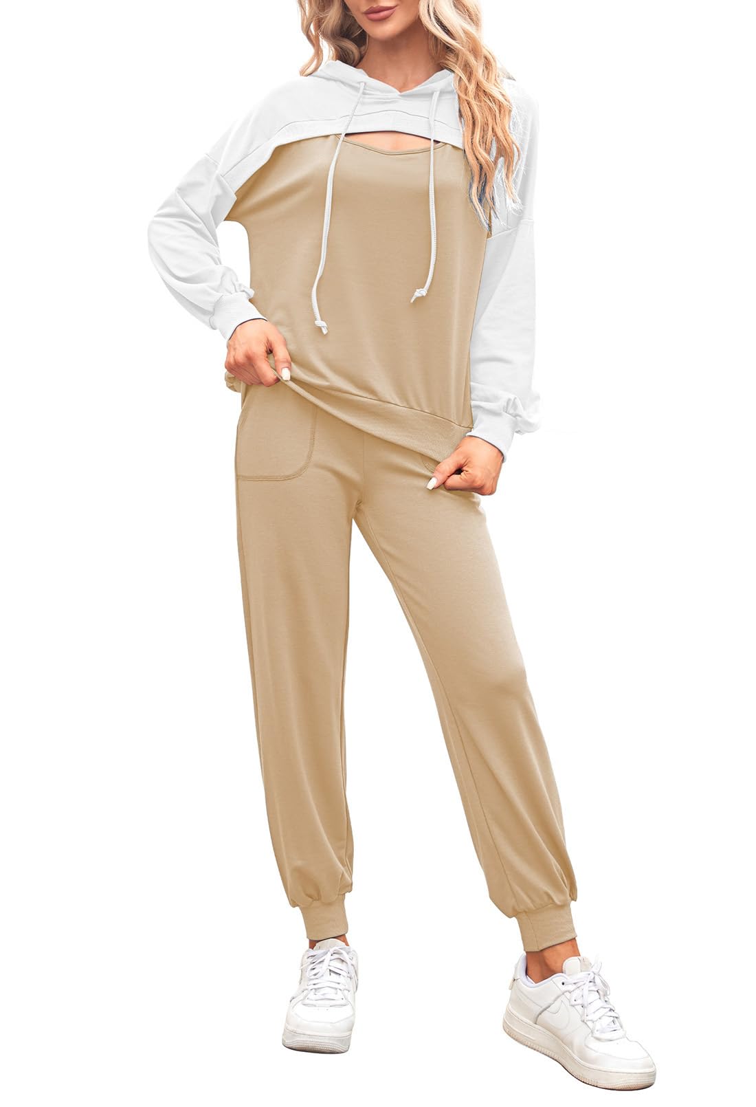 Pink Queen Women's 2-Piece Sweatsuit Set - Hoodie & Joggers for Lounge & Workout