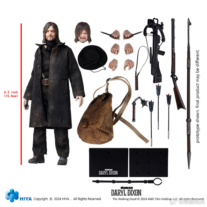 HIYA 16CM 1/12 Scale The Walking Dead Daryl Dixon Action Figure - Highly Detailed Collectible Model for Display & Role Play | Perfect for Fans, Collectors & Diorama Scenes