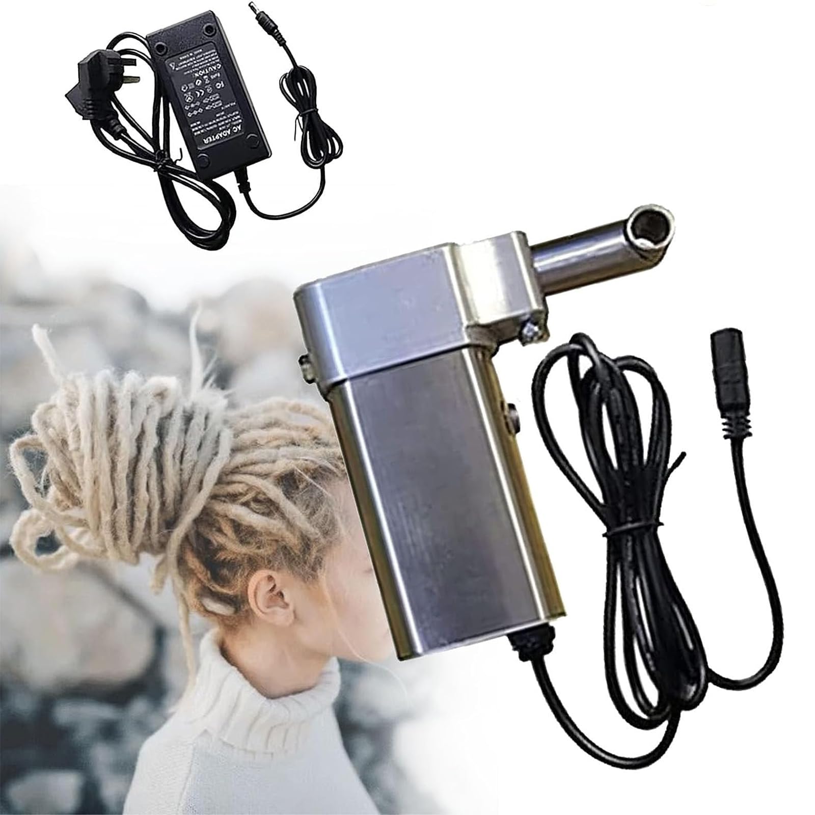 Electric Instant Portable Hair Braiding Machine for DIY Hair Extensions & Dreadlocks - 6mm Safe & Easy Loc Maker Tool for Home Salon & Professional Styling (Perfect for Natural Hair, Box Braids & Protective Styles)