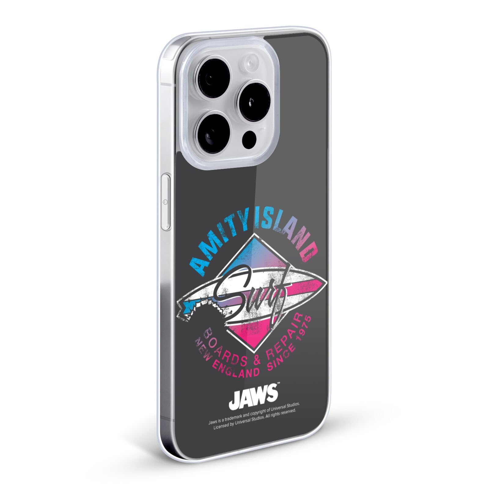 Officially Licensed Jaws Surf Key Art Soft Gel Case for Apple iPhone 12 Pro Max - Durable Protective Phone Cover with Unique Shark Design - Perfect for Beach, Surfing & Summer Outdoor Activities