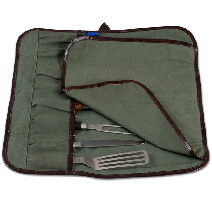 Premium 8-Pocket Leather Knife Roll for Chefs - Professional Knife Storage & Transport for Culinary Tools - Perfect for Kitchen, BBQ, Camping & Travel