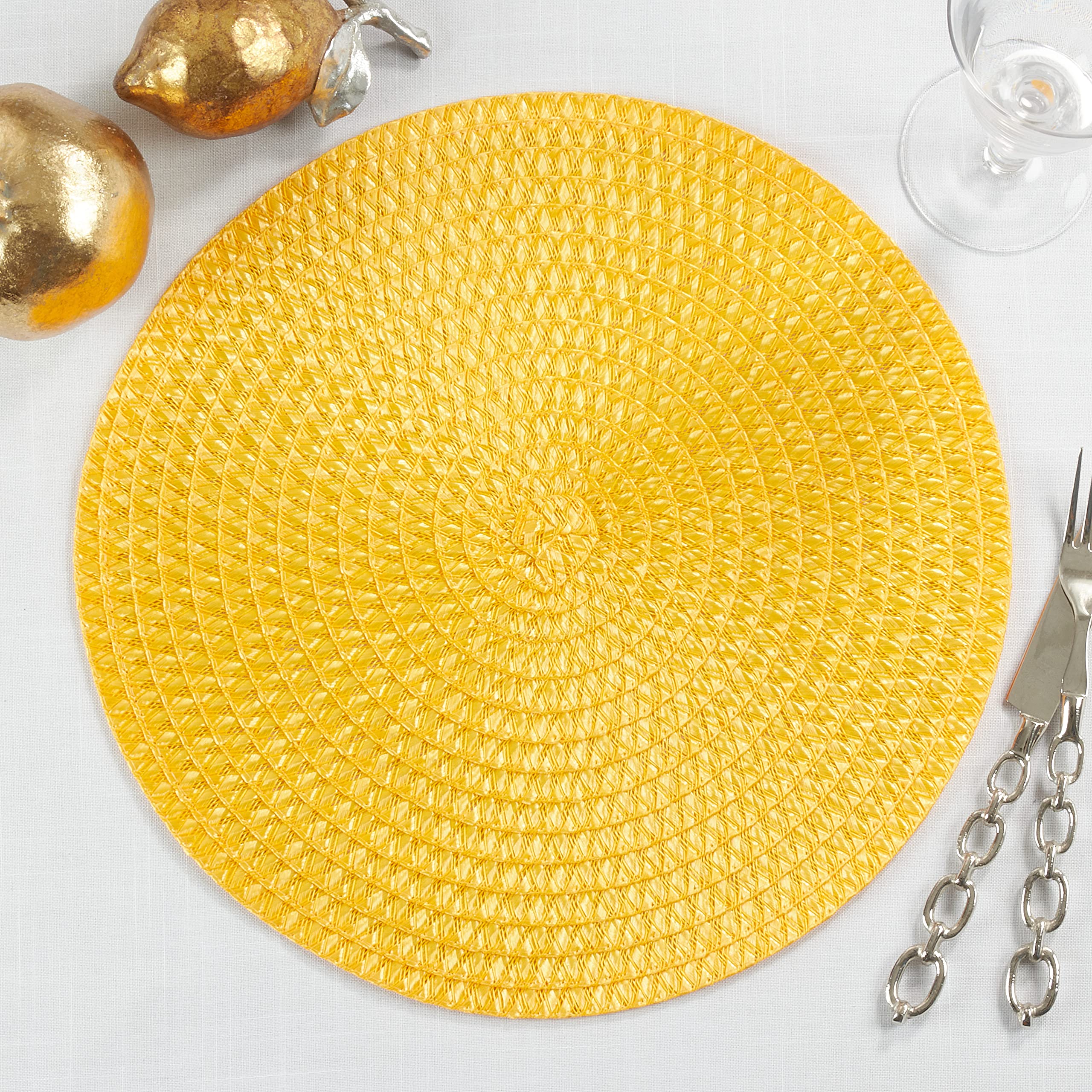 Round Non-Slip Placemats Set of 4 - Waterproof Vinyl Table Mats for Dining, Kitchen, and Party Decor - Perfect for Everyday Use, Holiday Meals, and Outdoor Gatherings