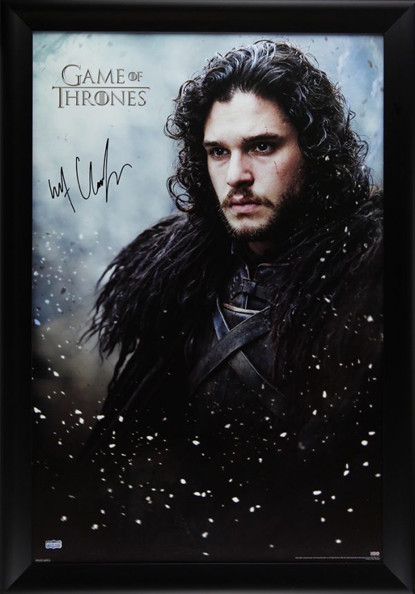 Kit Harington Autographed Game of Thrones Jon Snow Framed Poster - Collectible Memorabilia for GOT Fans, Home Theater Decor, Man Cave Wall Art