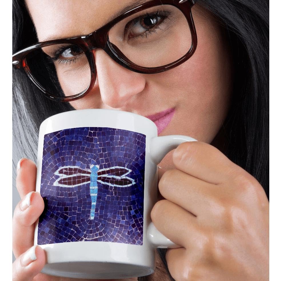 3D Rose Dragonfly on Purple Ceramic Coffee Mug - 15 oz Insulated Cup for Hot & Cold Drinks - Perfect for Home, Office, or Gift Giving