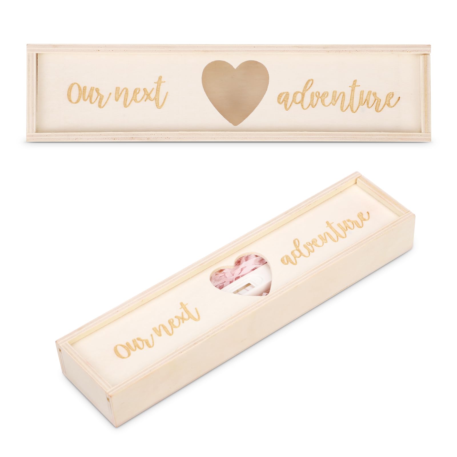**Pregnancy Test Keepsake Box - Wooden Baby Announcement Gift for Parents, Grandparents & Husband - Gender Reveal Souvenir Collection - White (Perfect for Baby Showers & Gender Reveal Parties)**