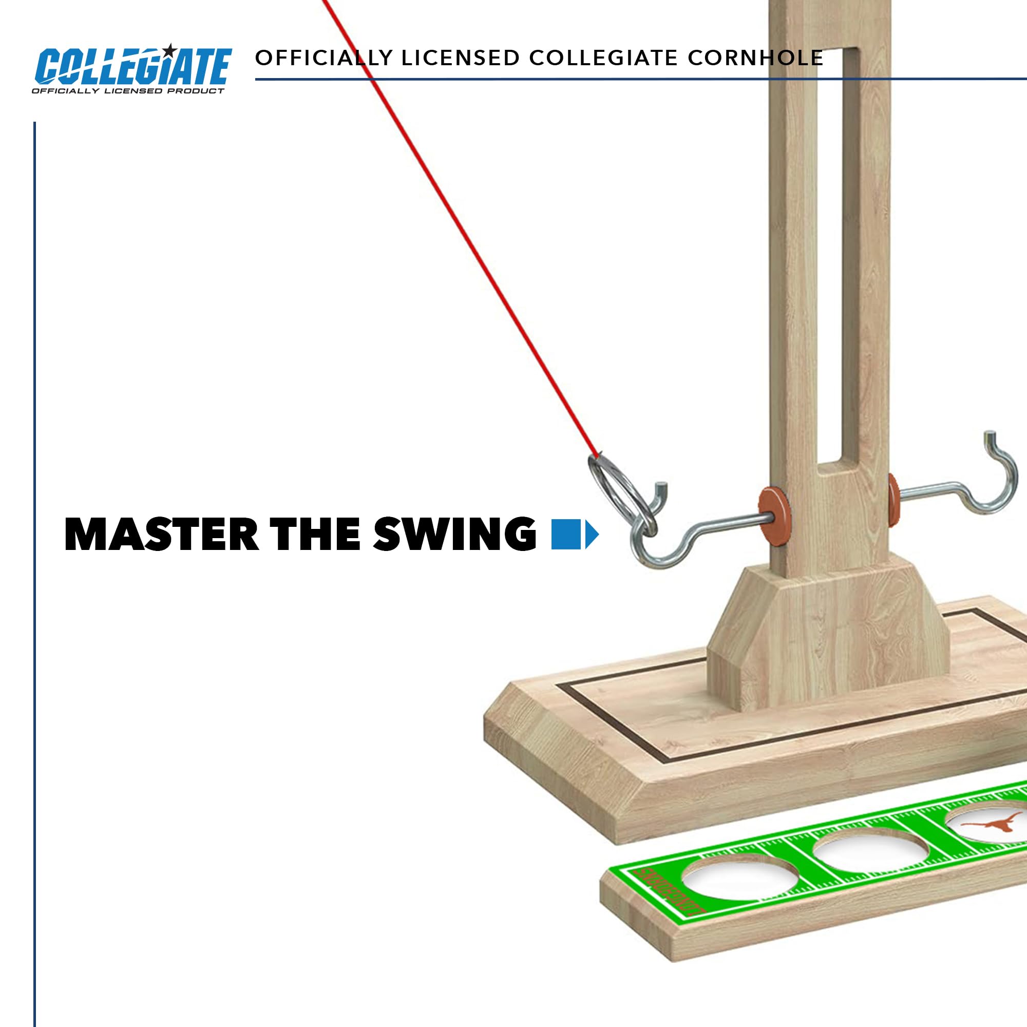 Wild Sports NCAA Wooden Ring Swing Battle Game - Head-to-Head Ring Toss Hook & Ring Set for College Football Fans | Fun Tailgate Party & Backyard Outdoor Game for Adults & Kids