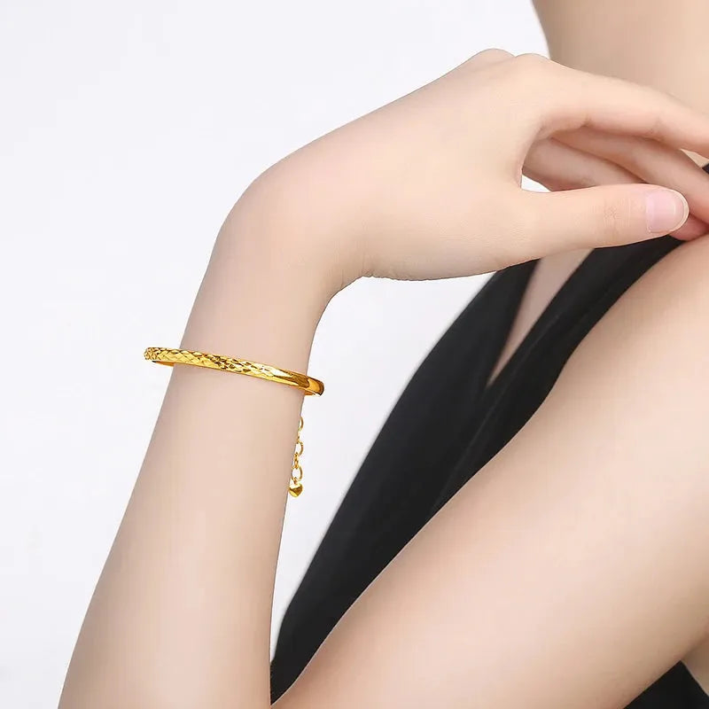 24K Pure Gold Bracelet 999 Solid Gold Bangle - Upscale Romantic Classic Jewelry for Women | Perfect for Weddings, Anniversaries & Special Occasions | Trendy 2023 Collection