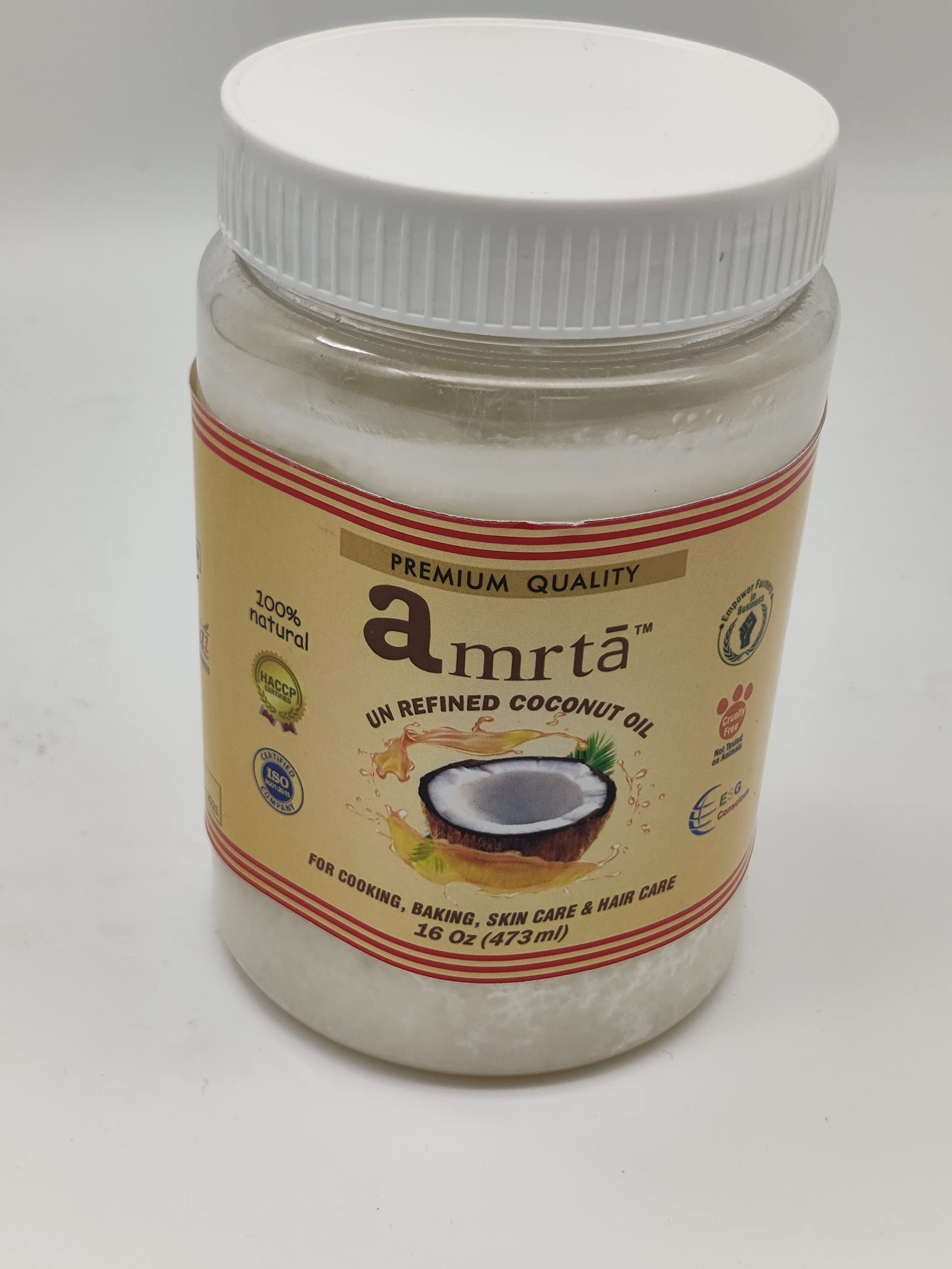 Organic Unrefined Coconut Oil 16oz - Cooking, Baking, Skin & Hair Care - Vegan