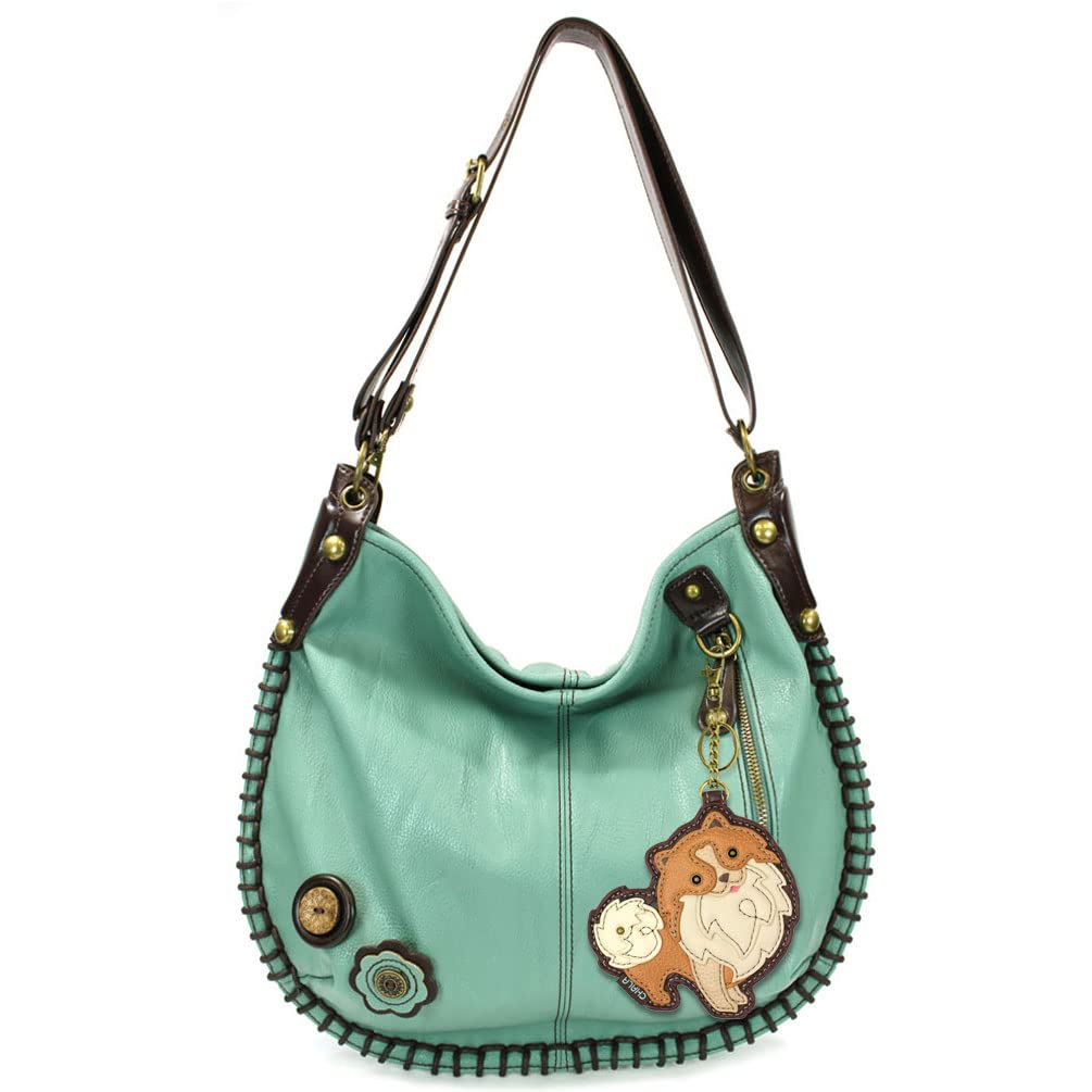 Chala Handbags - Soft Large Casual Shoulder or Crossbody Purse with Keyfob in Teal Green | Perfect for Work, Travel & Everyday Use