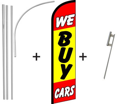 Car Dealership Windless Banner & Pole Kit - Durable Outdoor Advertising for Used Car Sales & Auto Dealership Promotions
