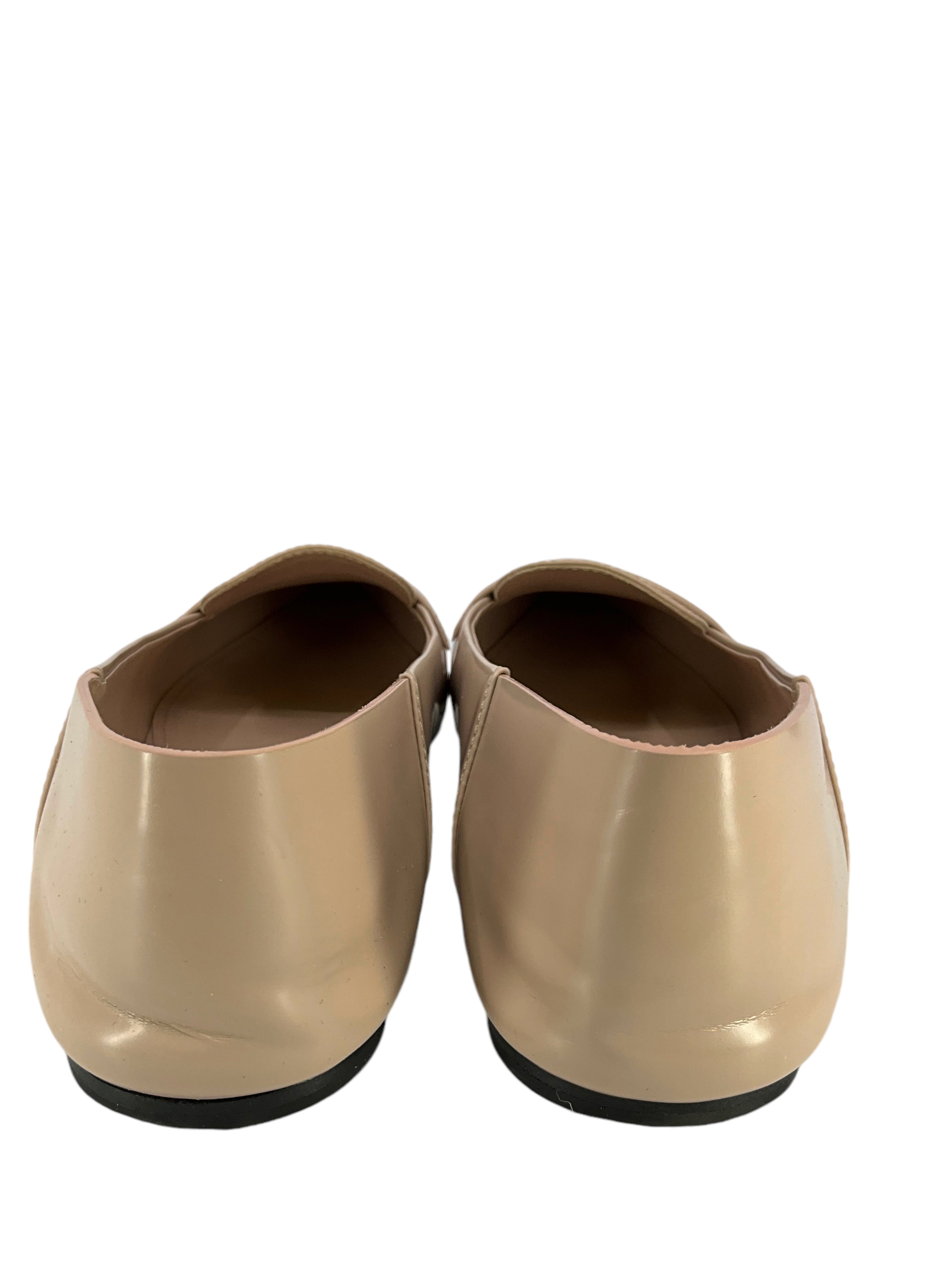 PRADA Leather Point Toe Logo Flats Women's Size 9.5 - Classic Luxury Loafers for Office, Business & Formal Occasions