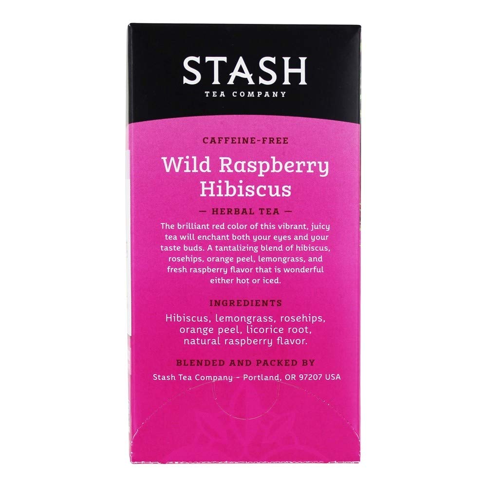 Organic Wild Raspberry Hibiscus Herbal Tea Bags - 20 Count | Caffeine-Free, Antioxidant-Rich | Perfect for Relaxation, Iced Tea & Gift Giving