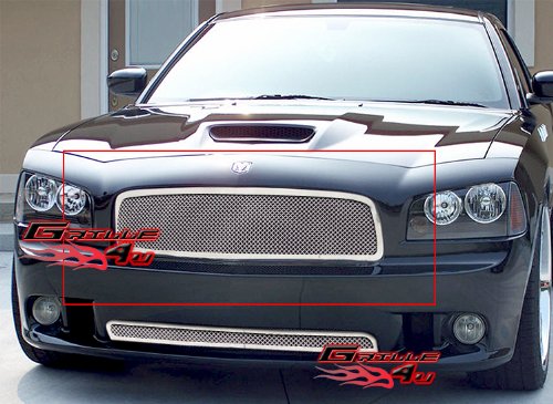 APS Compatible with Dodge Charger 2005-2010 Main Upper Stainless Steel Chrome Mesh Front Grill Grille Insert D75320T - Perfect for Car Upgrades & Customization