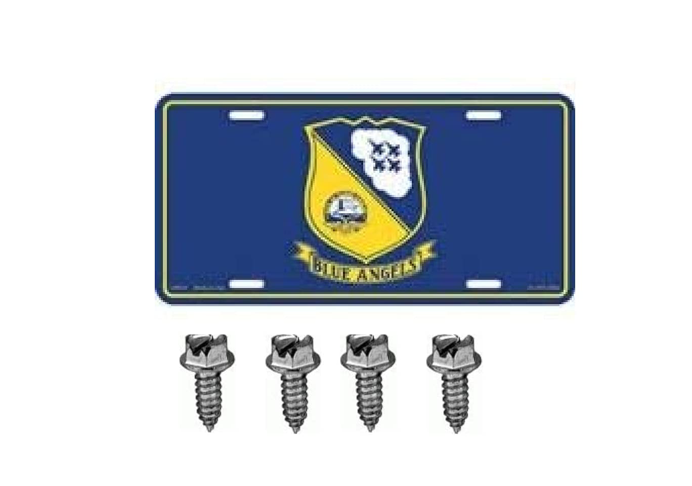 US Navy Blue Angels USN Metal License Plate with Fastener Screws - Durable Car Tag for Vehicles, Trucks & Motorcycles