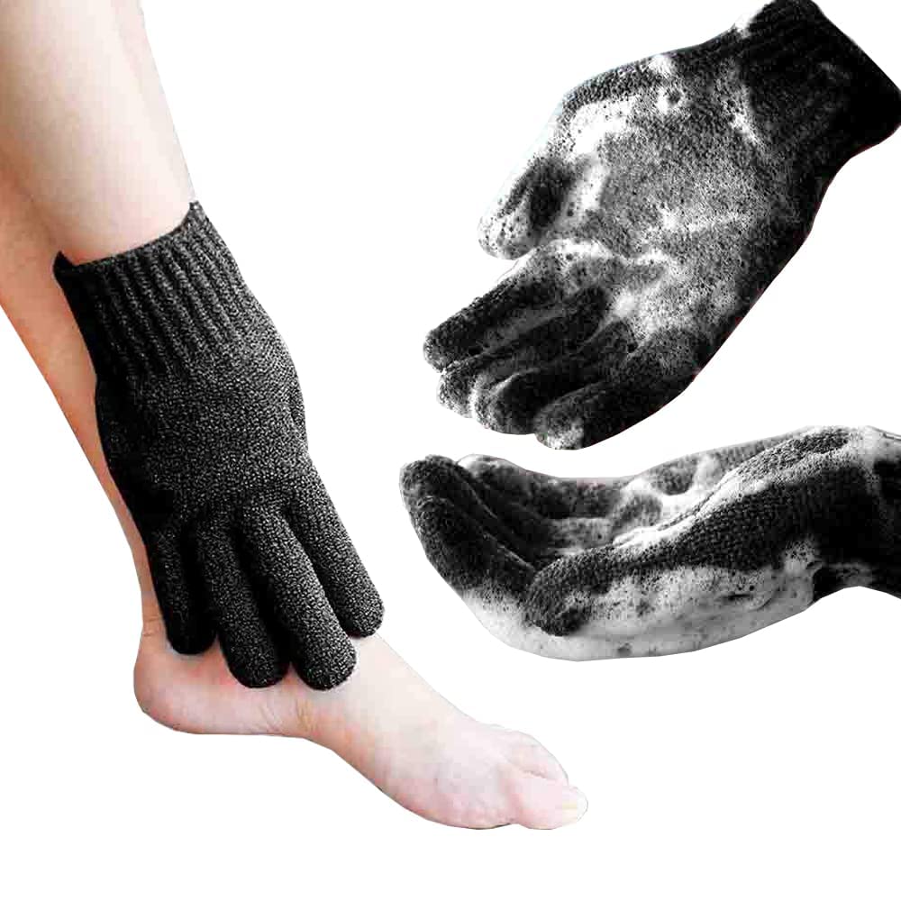 B-LADY 2-Pack Natural Exfoliating Bath Gloves for Face & Body - Gentle Cleansing Sponge, Buff Scrubber for Men, Women & Baby - Perfect for Shower, Bath & Spa Relaxation