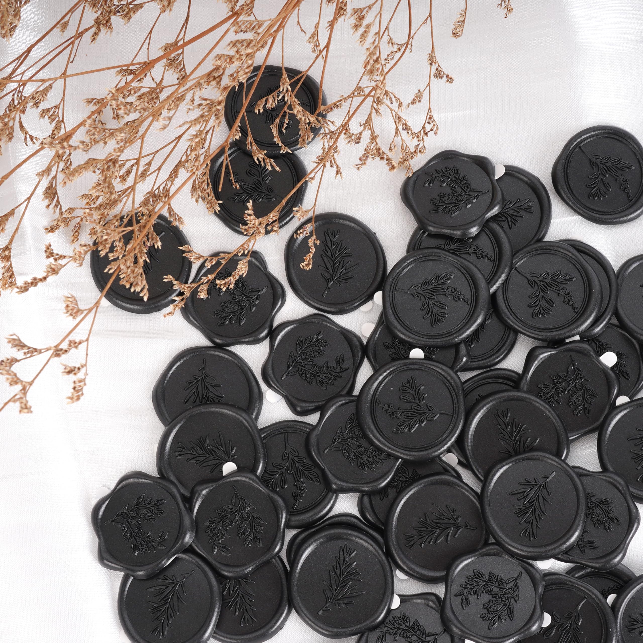 60 Pcs Black Wax Seal Stickers for Wedding Invitations & Envelopes - 3 Elegant Designs in 1 Pack - Premium Scrapbooking & Christmas Seals for DIY Crafts, Gift Wrapping & Stationery Decor
