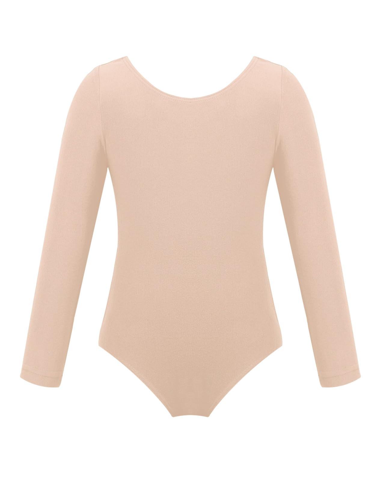 Girls Solid Color Ballet Leotard - Round Neck Long Sleeve Gymnastics Bodysuit for Dance & Performance | Perfect for Ballet Class, Recital, and Gymnastics Practice