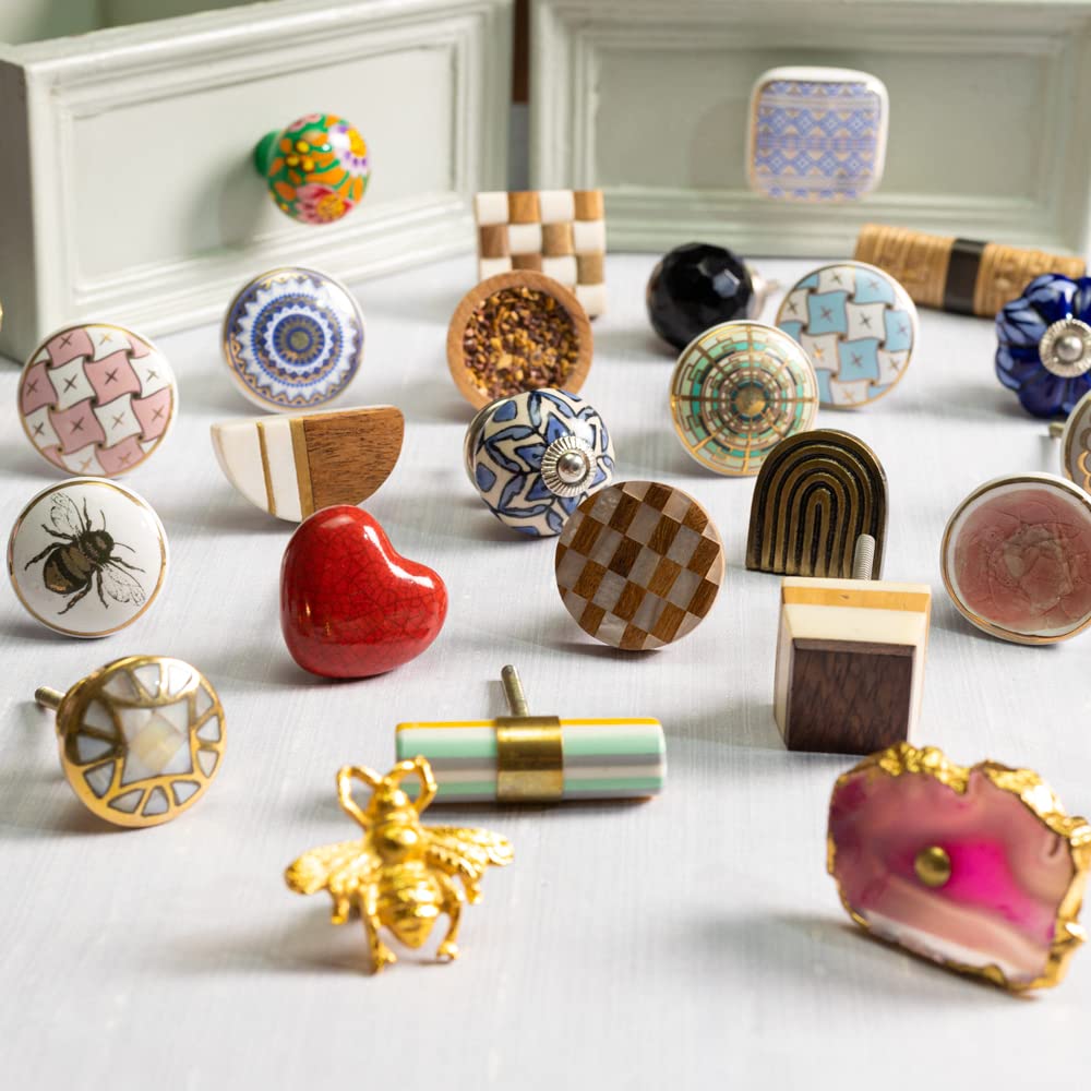 IndianShelf 10 Pack White Polka Dot Ceramic Drawer Knobs - Premium Handcrafted Cabinet Hardware for Kitchen, Dresser & Furniture - Decorative Pulls for Home & Office Organization