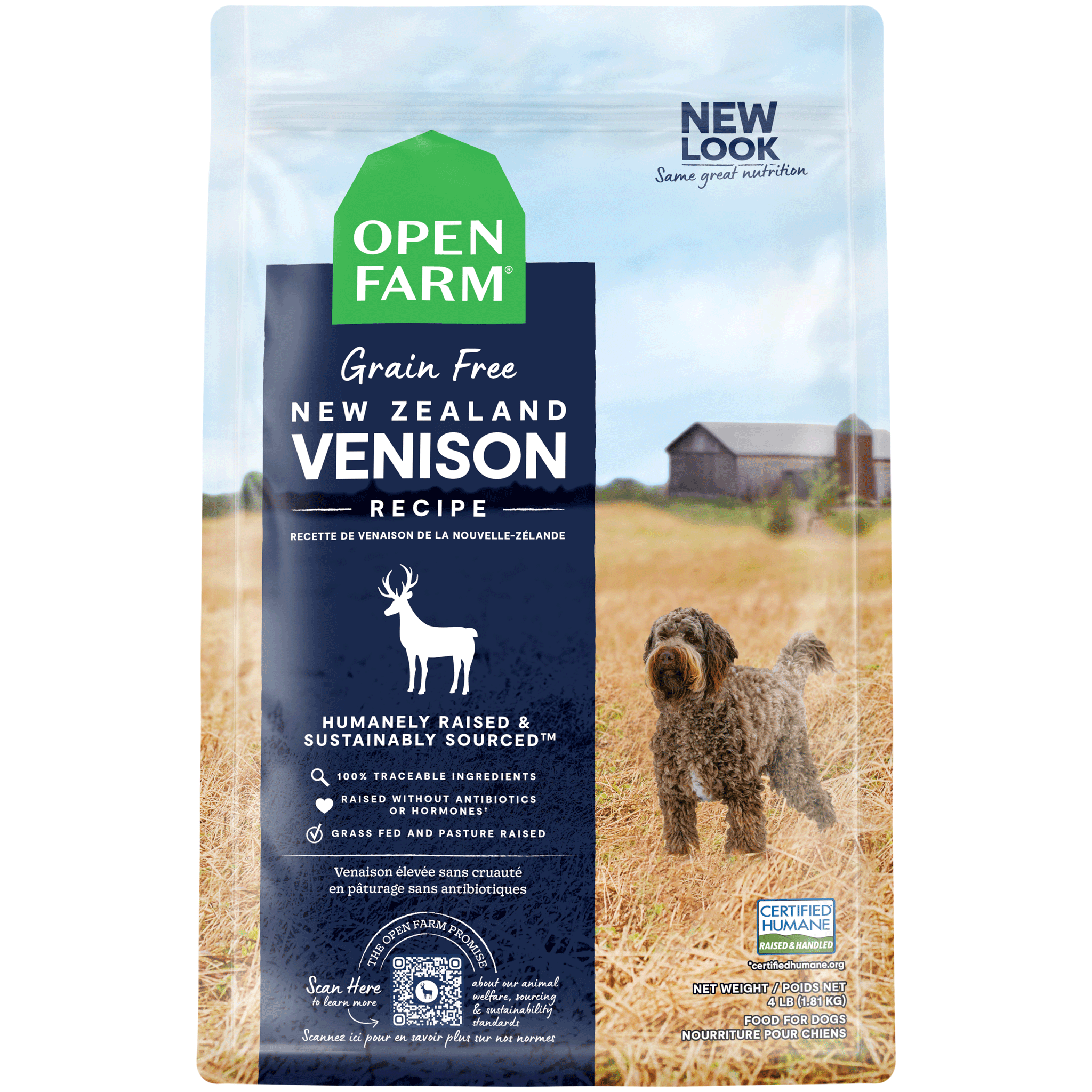Open Farm New Zealand Venison Dry Dog Food - Grain-Free, High-Protein Kibble for Adult Dogs | Perfect for Sensitive Stomachs & Allergies | Indoor & Outdoor Feeding