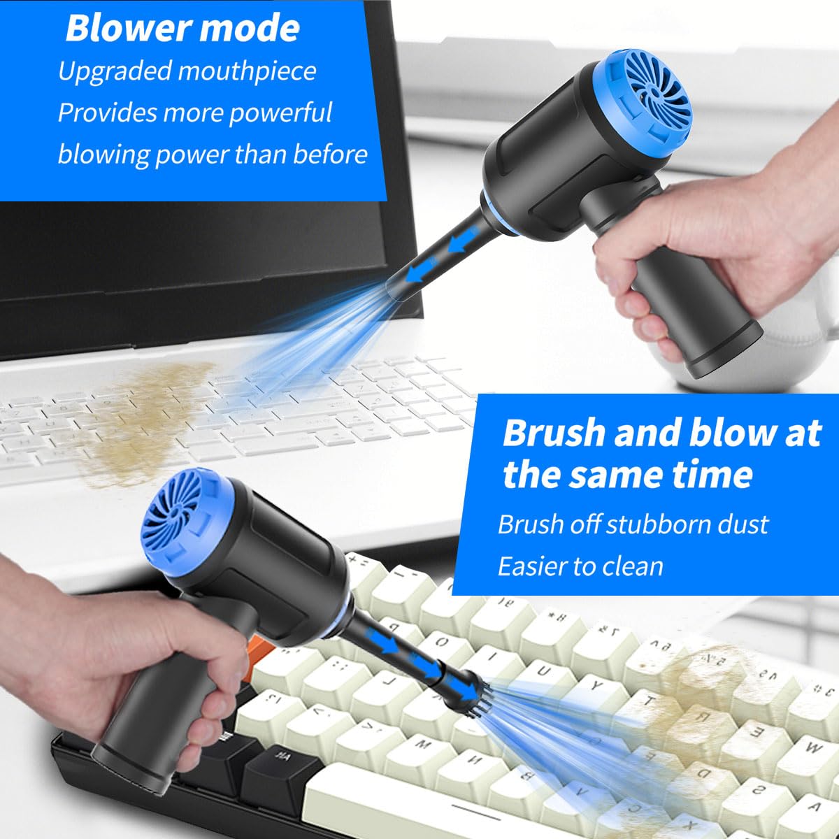 VC08 Cordless Air Duster - 110,000 RPM Powerful Computer Vacuum Cleaner for Keyboard, PC & Electronics Cleaning | Replaces Canned Air | Ideal for Home Office, Gaming Setup & IT Maintenance