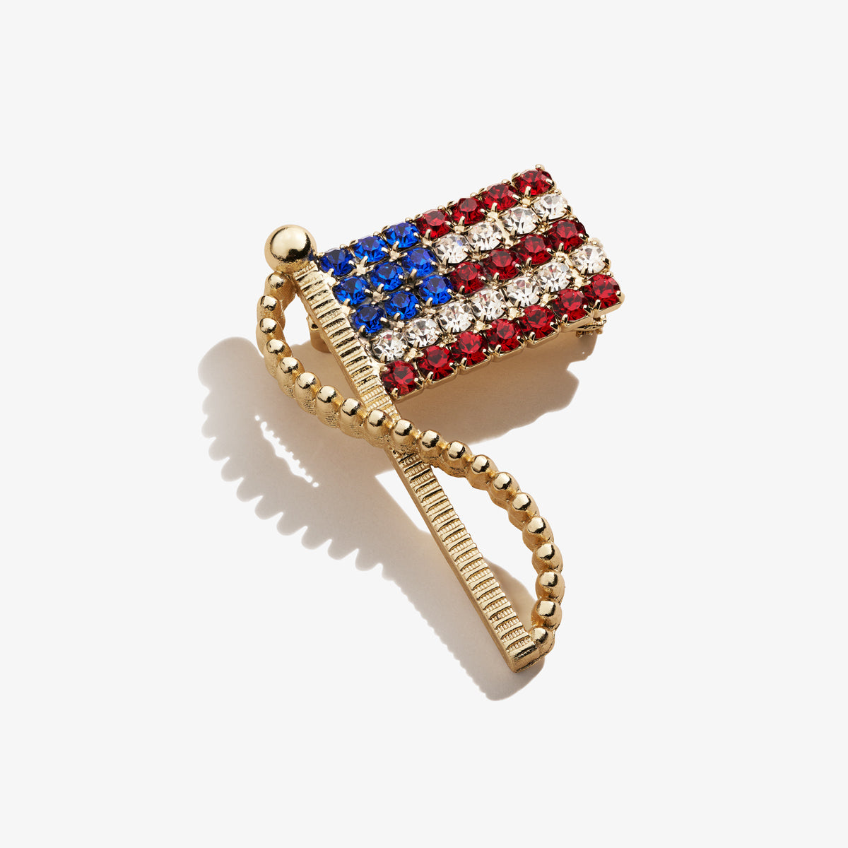 Crystal Flag Pin - Elegant Patriotic Brooch for Lapel, Hat, Scarf - Perfect for Independence Day, Memorial Day & Veterans Day Celebrations