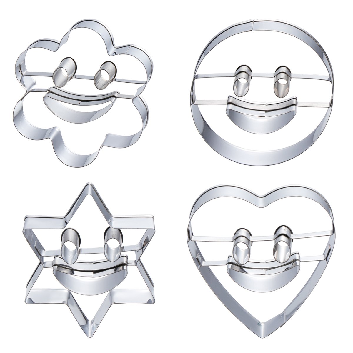 4-Piece Stainless Steel Vegetable & Fruit Cutter Set - Cookie Mold Shapes for Baking, Cooking, Salad Decorations - Perfect for DIY Snacks, Party Platters & Kids Lunchbox Fun