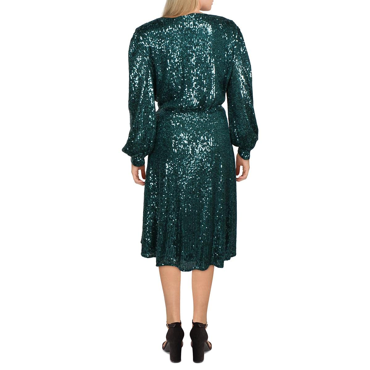 TAHARI Women's Long Sleeve Sequin Wrap Dress - Elegant Evening Gown for Parties, Weddings & Special Occasions