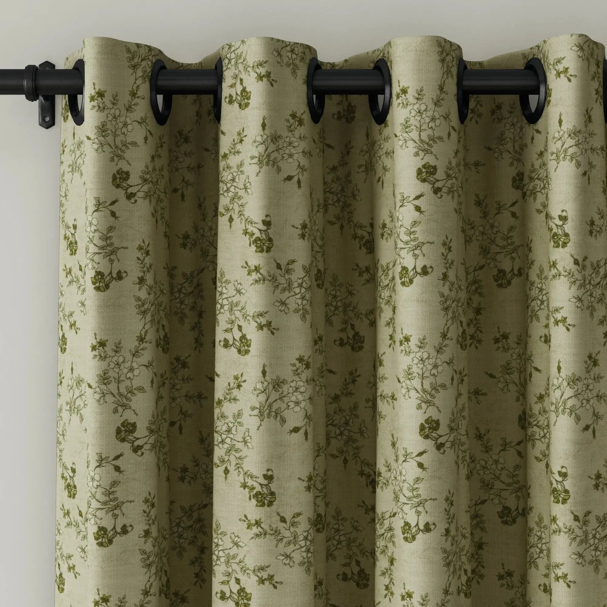 Sara Le Print Linen Drapery Grommet Curtains - Elegant Window Treatments for Living Room & Bedroom - Home Decor Blackout Drapes for Privacy & Light Control