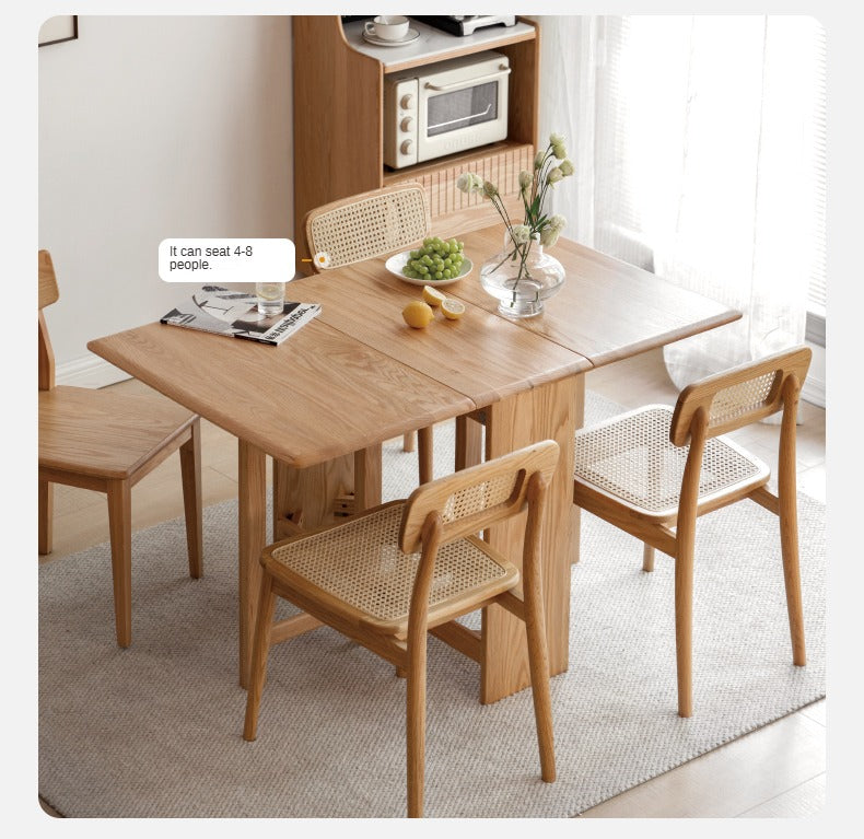 Solid Oak Folding Dining Table - Extendable Wooden Table for Small Spaces | Perfect for Apartments, Patios & Outdoor Entertaining