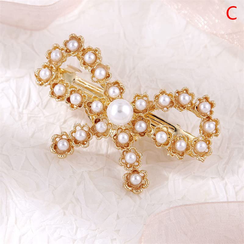 Handmade Pearl Butterfly Bow Hair Clips for Women & Girls - Fashionable Barrettes & Sweet Hairpins Hair Accessories for Parties, Weddings & Everyday Wear