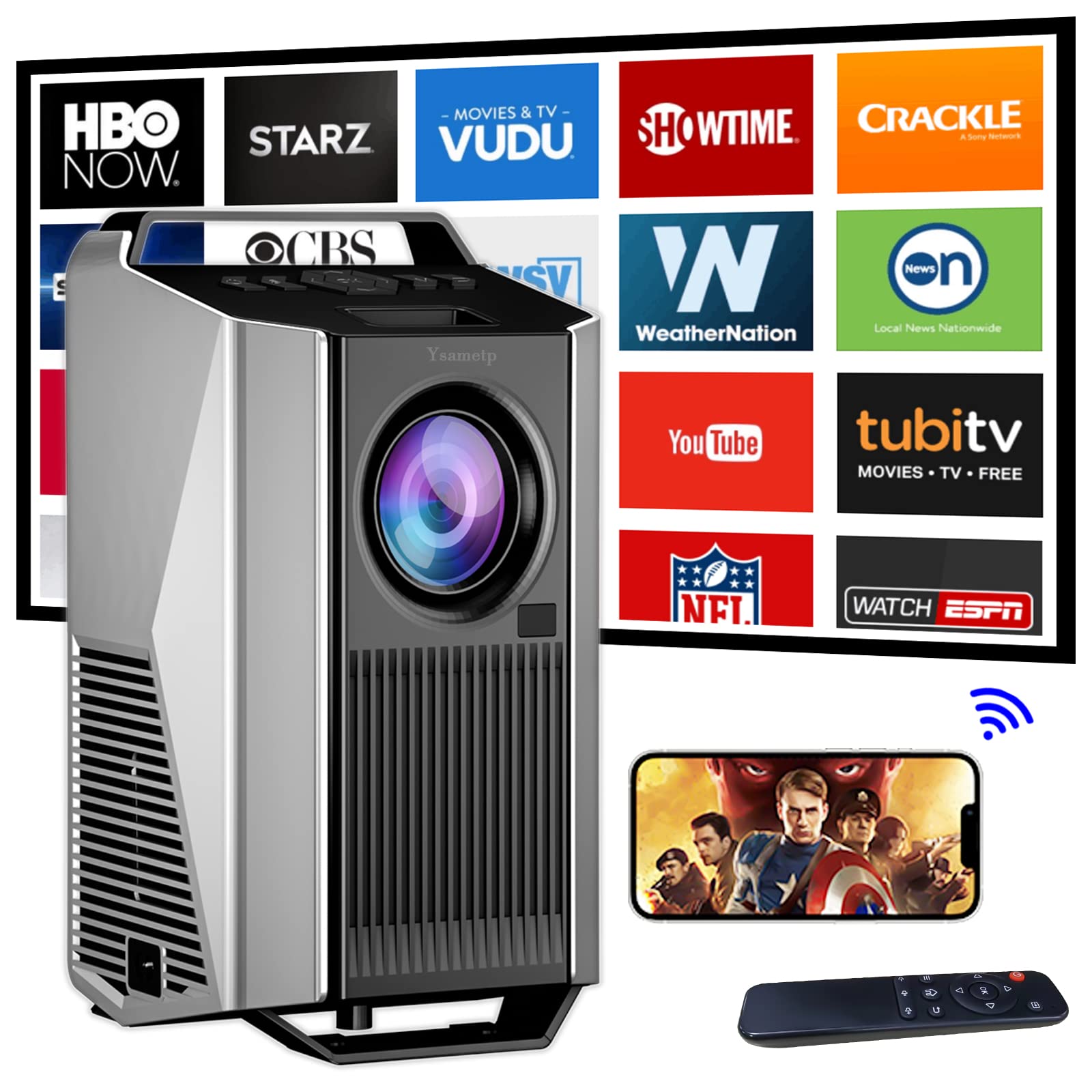 Native 1080P 5G WiFi Bluetooth Projector - 18000Lux Full HD Outdoor Movie Projector with 4K Support | Android/iOS Screen Sync & Digital Correction | Home Theater Video Projector Compatible with TV Stick, PC, USB, PPT - Perfect for Backyard Movie Nights, Office Presentations & Gaming