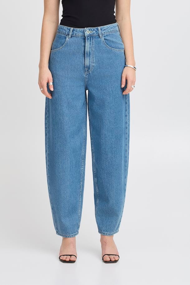 Bailey Barrel Leg Jeans for Women - Medium Blue Washed Denim, High Waist Wide Leg Pants | Casual Chic Outfit for Work, Date Night & Everyday Wear
