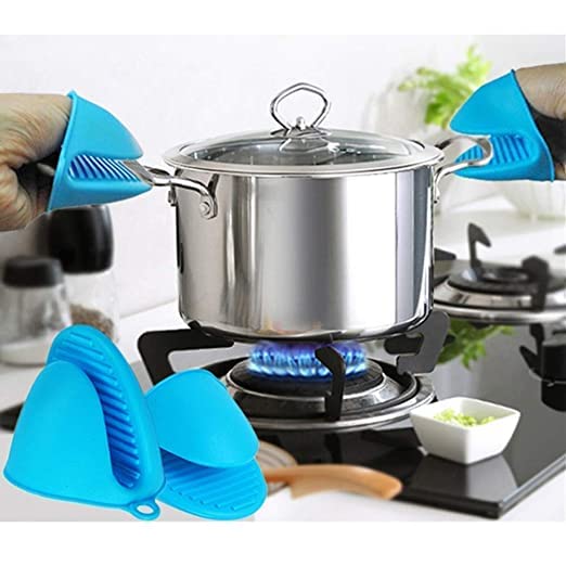 Heat Resistant Silicone Pot Holder & Oven Mitts Set - Non-Slip Cooking Gloves for Baking, Grilling & Kitchen Safety (1 Pair, Multicolor) - Perfect for Hot Pans, Pots & Baking Trays