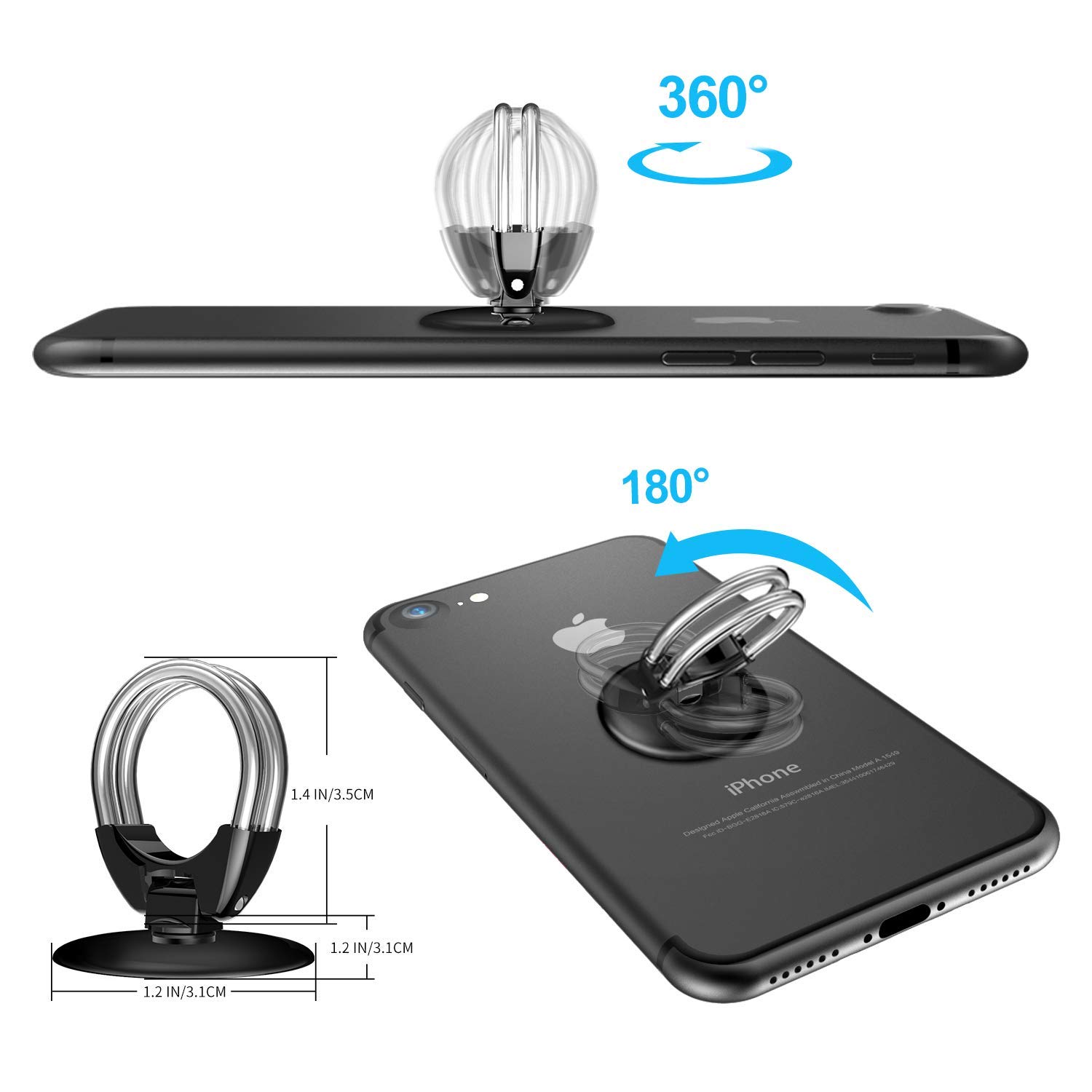 Tvoip 2Pcs Universal 3-in-1 Cell Phone Ring Holder, Finger Grip Stand & Car Vent Mount for Phones & Tablets, Silver - Perfect for Driving, Watching Videos, and Secure Grip