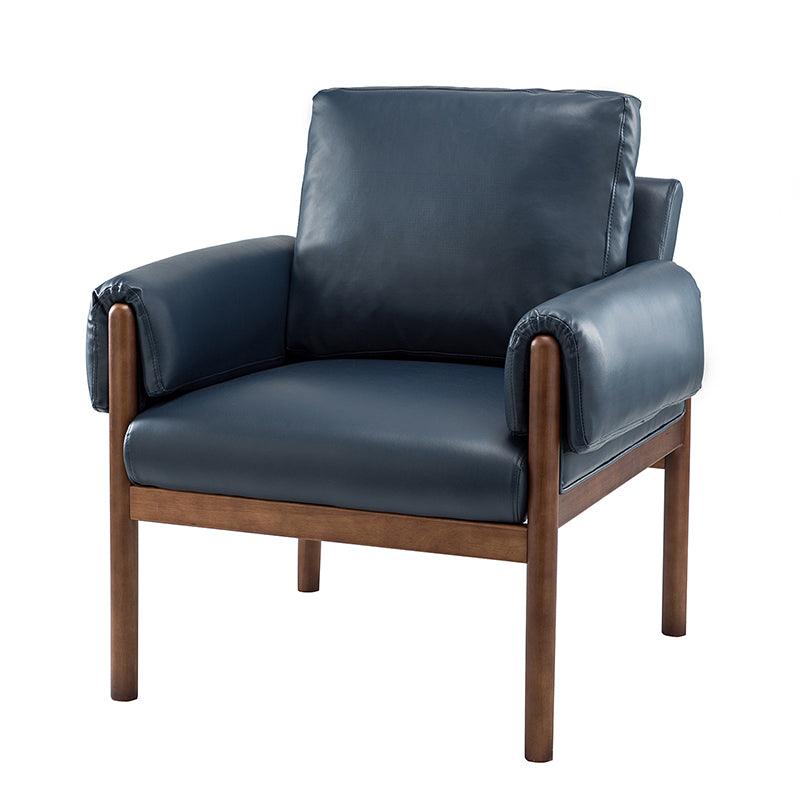 Henry Vegan Leather Armchair - Modern PU Leather Lounge Chair for Living Room, Office & Bedroom - Comfortable Mid-Century Style Accent Chair with Sturdy Metal Legs